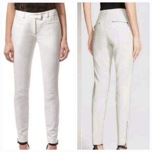 NWT Veronica Beard Skinny Zip Trouser Women Size 4 White Ankle Zip Designer Chic